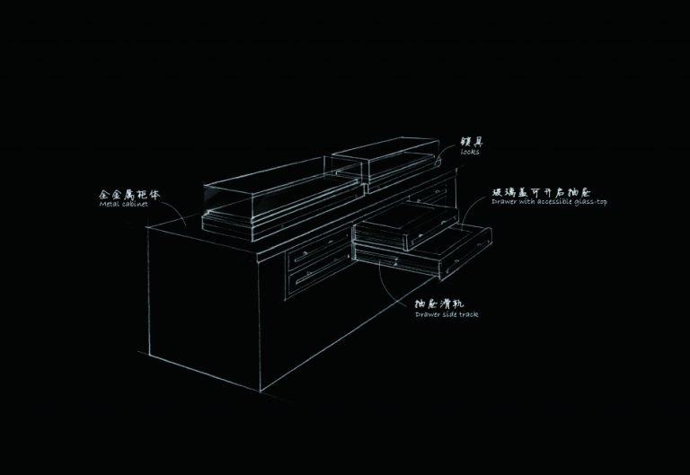 TT006Storage Table Top Display Case With Drawer